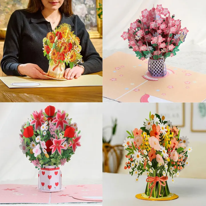 đ Pop-up-kort med vildblommor för alla hjĂ€rtans dag