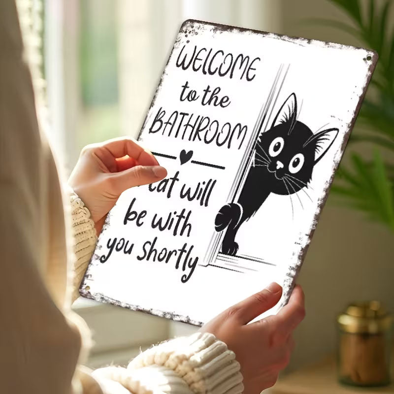 Rolig katt vintage väggskylt