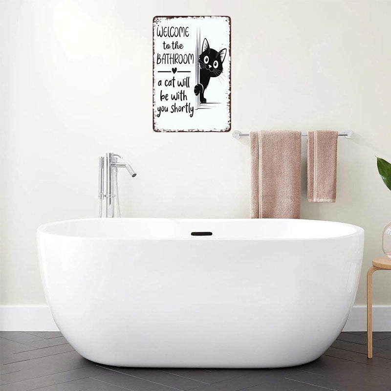 Rolig katt vintage väggskylt