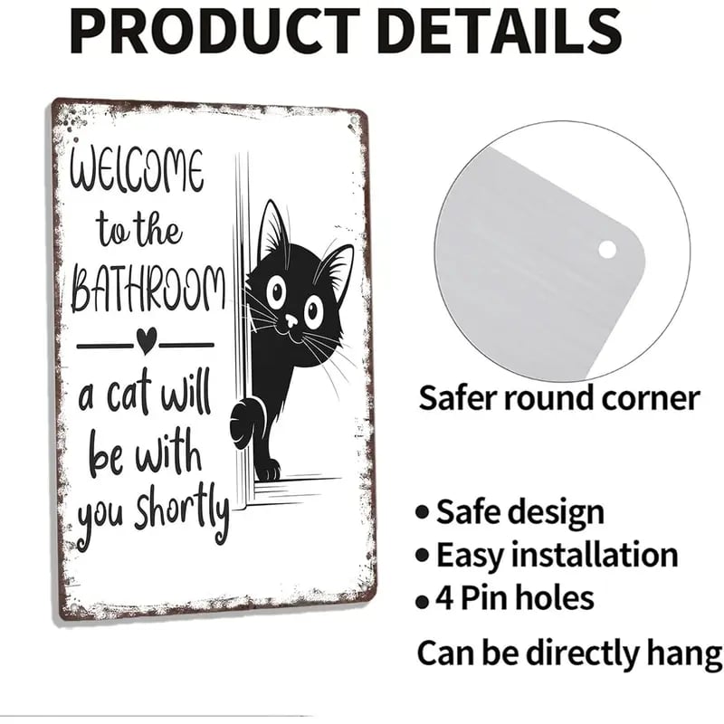 🔥Sista dagen 49 % rabatt – Vintage svartvit kattväggkonst